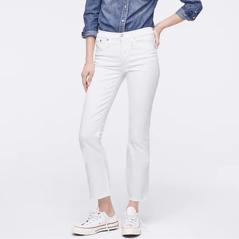 J Crew Tall 10” Demi-Boot Crop Jean in White Wash
